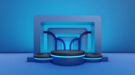 Minimal abstract exhibition background with geometric shapes and steps. Minimal background for...