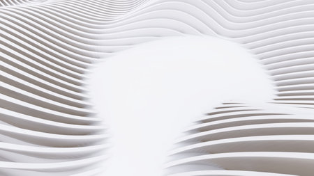 Abstract Curved Shapes. White Circular Background. Abstract background. 3d illustrationの写真素材