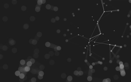 Abstract background. Molecules technology with polygonal shapes, connecting dots and lines. Connection structure. Big data visualization.の写真素材
