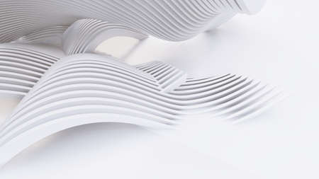 Abstract Curved Shapes. White Circular Background. Abstract background. 3d illustrationの写真素材