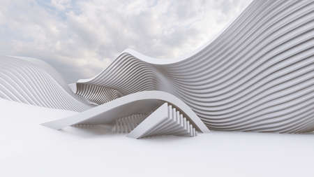 Abstract Curved Shapes. White Circular Background. Abstract background. 3d illustration