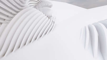 Abstract Curved Shapes. White Circular Background. Abstract background. 3d illustration