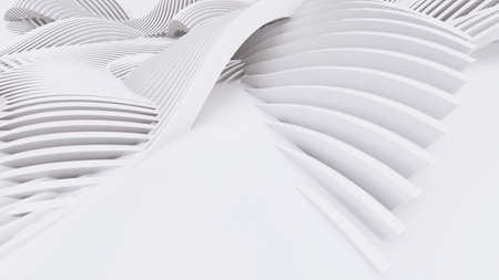Abstract Curved Shapes. White Circular Background. Abstract background. 3d illustration