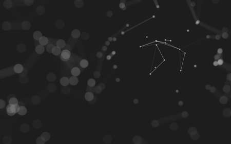 Abstract background. Molecules technology with polygonal shapes, connecting dots and lines. Connection structure. Big data visualization.の写真素材