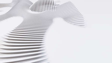 Abstract Curved Shapes. White Circular Background. Abstract background. 3d illustrationの写真素材