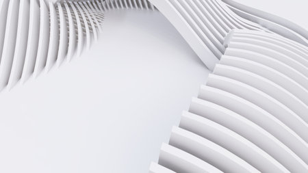Abstract Curved Shapes. White Circular Background. Abstract background. 3d illustrationの写真素材
