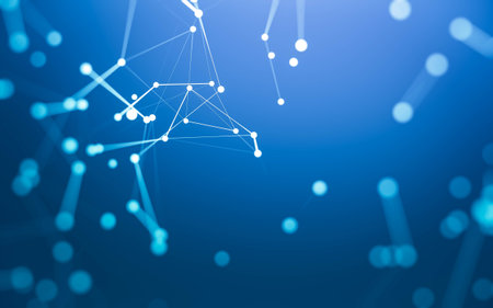 3d Abstract background. Molecules technology with polygonal shapes, connecting dots and lines. Connection structure. Big data visualization. 3d background.の写真素材
