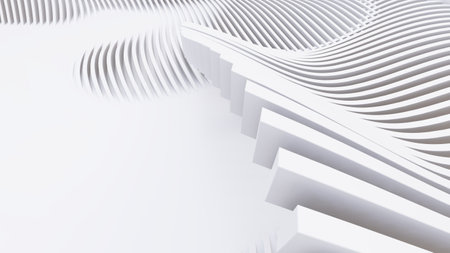 Abstract Curved Shapes. White Circular Background. Abstract background. 3d illustrationの写真素材