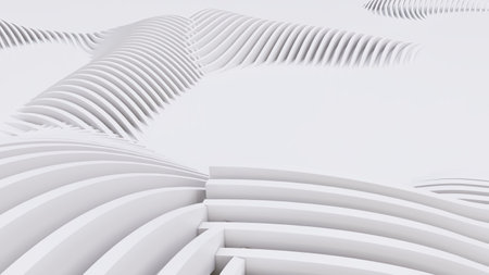 Abstract Curved Shapes. White Circular Background. Abstract background. 3d illustration