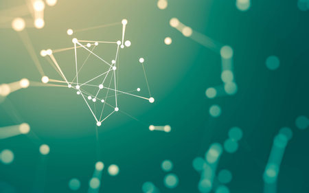 3d Abstract background. Molecules technology with polygonal shapes, connecting dots and lines. Connection structure. Big data visualization. 3d background.の写真素材