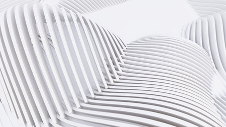 Abstract Curved Shapes. White Circular Background. Abstract background. 3d illustrationの写真素材
