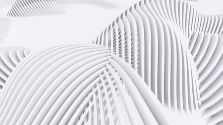 Abstract Curved Shapes. White Circular Background. Abstract background. 3d illustrationの写真素材