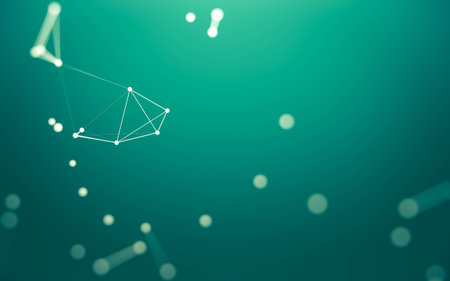 3d Abstract background. Molecules technology with polygonal shapes, connecting dots and lines. Connection structure. Big data visualization. 3d background.の写真素材