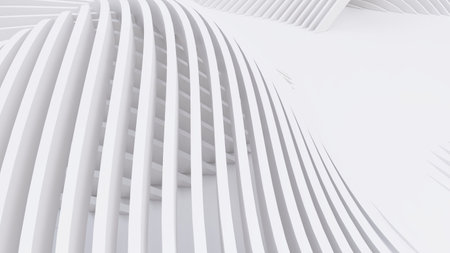Abstract Curved Shapes. White Circular Background. Abstract background. 3d illustrationの写真素材