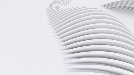 Abstract Curved Shapes. White Circular Background. Abstract background. 3d illustrationの写真素材