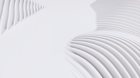 Abstract Curved Shapes. White Circular Background. Abstract background. 3d illustrationの写真素材