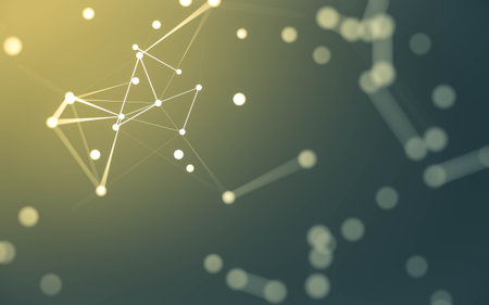 3d Abstract background. Molecules technology with polygonal shapes, connecting dots and lines. Connection structure. Big data visualization. 3d background.の写真素材