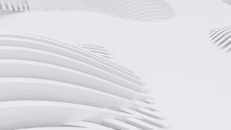 Abstract Curved Shapes. White Circular Background. Abstract background. 3d illustrationの写真素材