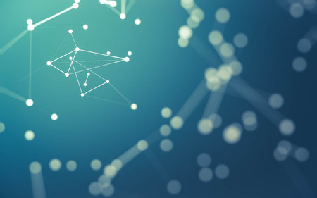 3d Abstract background. Molecules technology with polygonal shapes, connecting dots and lines. Connection structure. Big data visualization. 3d background.の写真素材