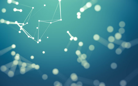 3d Abstract background. Molecules technology with polygonal shapes, connecting dots and lines. Connection structure. Big data visualization. 3d background.の写真素材