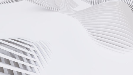 Abstract Curved Shapes. White Circular Background. Abstract background. 3d illustrationの写真素材