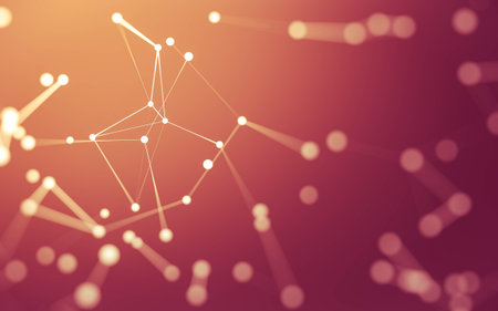 3d Abstract background. Molecules technology with polygonal shapes, connecting dots and lines. Connection structure. Big data visualization. 3d background.の写真素材