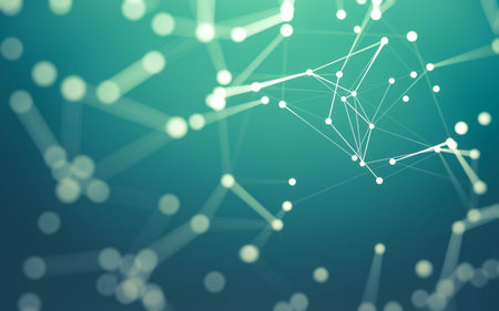 3d Abstract background. Molecules technology with polygonal shapes, connecting dots and lines. Connection structure. Big data visualization. 3d background.の写真素材