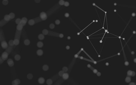 3d Abstract background. Molecules technology with polygonal shapes, connecting dots and lines. Connection structure. Big data visualization. 3d background.の写真素材