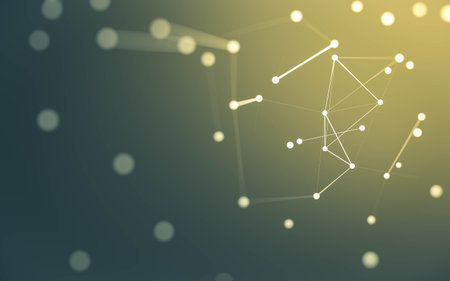 3d Abstract background. Molecules technology with polygonal shapes, connecting dots and lines. Connection structure. Big data visualization. 3d background.の写真素材