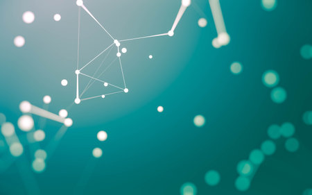 3d Abstract background. Molecules technology with polygonal shapes, connecting dots and lines. Connection structure. Big data visualization. 3d background.の写真素材