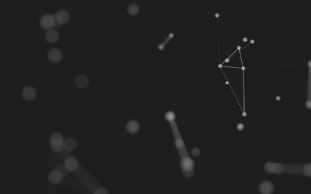 3d Abstract background. Molecules technology with polygonal shapes, connecting dots and lines. Connection structure. Big data visualization. 3d background.の写真素材