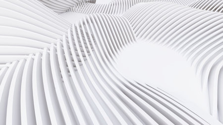 Abstract Curved Shapes. White Circular Background. Abstract background. 3d illustrationの写真素材