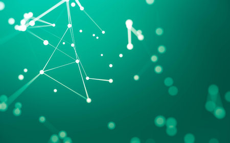 3d Abstract background. Molecules technology with polygonal shapes, connecting dots and lines. Connection structure. Big data visualization. 3d background.の写真素材