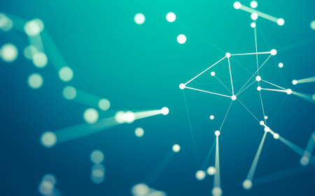 3d Abstract background. Molecules technology with polygonal shapes, connecting dots and lines....