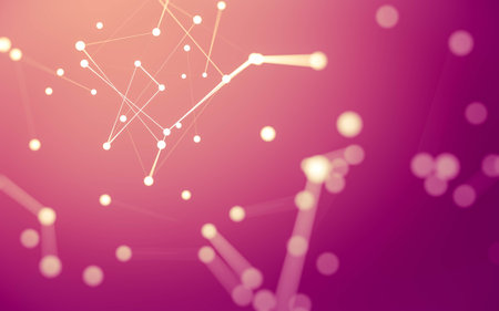 3d Abstract background. Molecules technology with polygonal shapes, connecting dots and lines. Connection structure. Big data visualization. 3d background.の写真素材