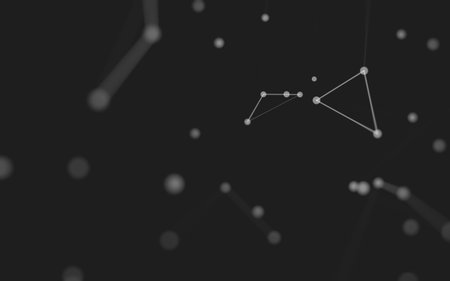 3d Abstract background. Molecules technology with polygonal shapes, connecting dots and lines. Connection structure. Big data visualization. 3d background.の写真素材