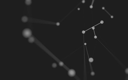 3d Abstract background. Molecules technology with polygonal shapes, connecting dots and lines. Connection structure. Big data visualization. 3d background.の写真素材