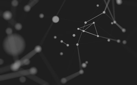 3d Abstract background. Molecules technology with polygonal shapes, connecting dots and lines. Connection structure. Big data visualization. 3d background.の写真素材