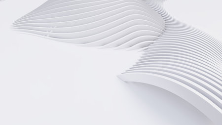 Abstract Curved Shapes. White Circular Background. Abstract background. 3d illustrationの写真素材