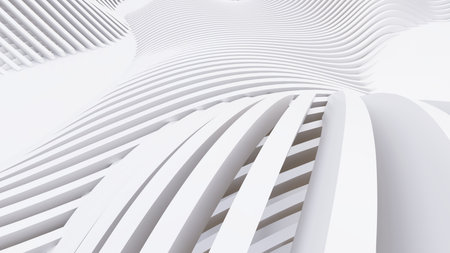 Abstract Curved Shapes. White Circular Background. Abstract background. 3d illustrationの写真素材
