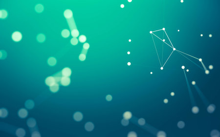 3d Abstract background. Molecules technology with polygonal shapes, connecting dots and lines....