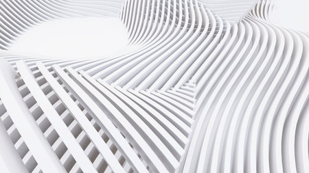 Abstract Curved Shapes. White Circular Background. Abstract background. 3d illustrationの写真素材