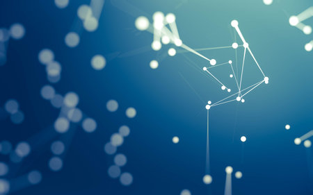 3d Abstract background. Molecules technology with polygonal shapes, connecting dots and lines....