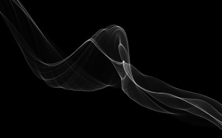 Dark abstract background with a glowing abstract wavesの写真素材