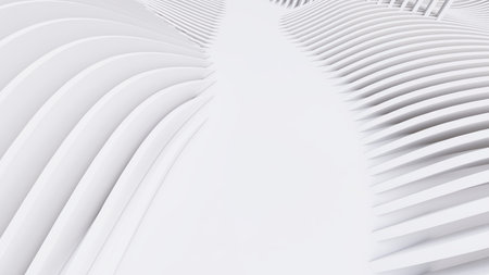 Abstract Curved Shapes. White Circular Background. Abstract background. 3d illustrationの写真素材