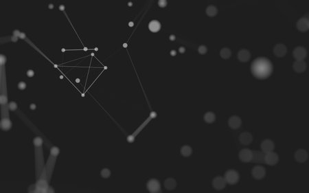 3d Abstract background. Molecules technology with polygonal shapes, connecting dots and lines. Connection structure. Big data visualization. 3d background.の写真素材