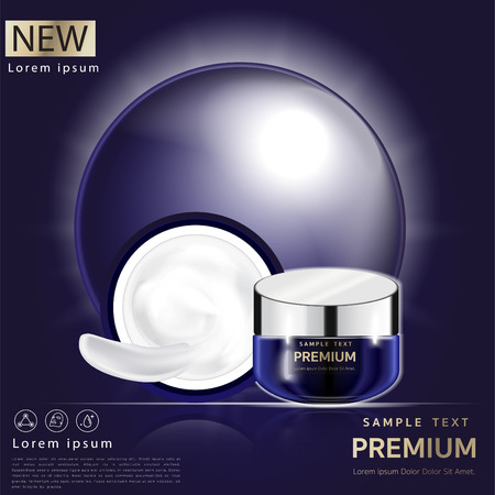 Cream  Facial mask placed on a beautiful blue background, light cream white can be separated.のイラスト素材