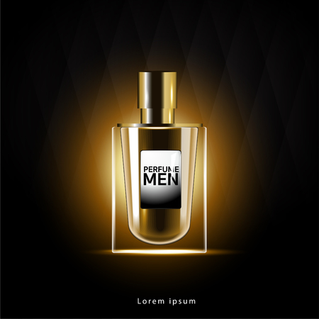 Men's fragrance Glass bottle luxury packaging. Isolated from vector background.のイラスト素材