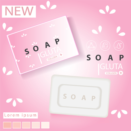 Soap advertisement design. Vector wash soap backgroundのイラスト素材