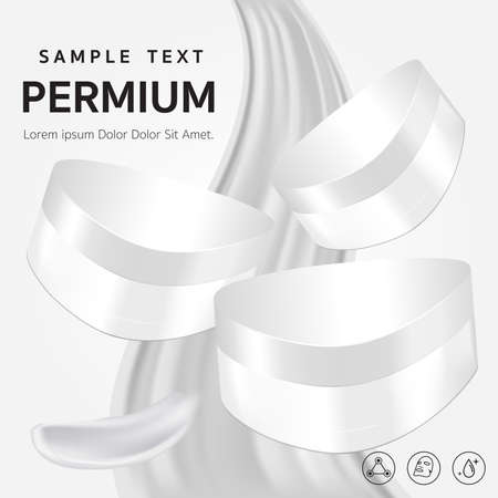 Gold Cosmetics, face cream for beauty. Vector illustration of realisticのイラスト素材